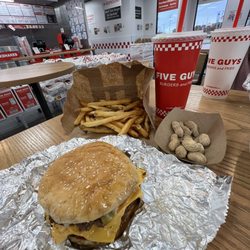 Five Guys - Kernersville - Cheeseburger fries and a drink. It doesn't get more American than that!
