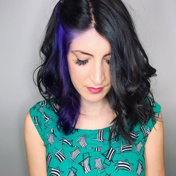 Corrina Rose Hair Studio - Cut, dyed darker with a bright purple peek-a-boo, and styled. My hair feels so healthy and amazing! Would never go to any one else. - Hair Stylists Near Me