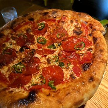 Pie Tap Pizza + Rotisserie + Bar - Pepperoni pizza with fresh jalapenos  and sourdough crust! - Pizza Near Me - Plano, Texas