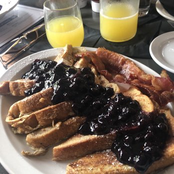 The 5 Spot - French Toast with blueberry compote & a 1/2 carafe of mimosa - American Near Me - Savannah, Georgia