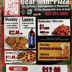 Bear Mountain Pizza - 2025 specials