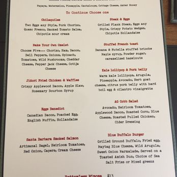 Avalon Grille - Sunday brunch menu 5/2017 - New American Near Me - Avalon, California