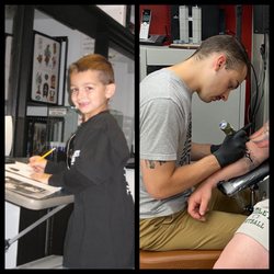 Everlasting Art Tattoo Studio - AJ drawing at 6yrs old , now tattooing at 21 yrs old.