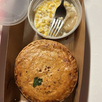 Pop Pie - Chicken Pot Pie with a a side of mashed potatoes and creamed corn. - Bakeries Near Me - San Diego, California Pop Pie - Chicken Pot Pie with a a side of mashed potatoes and creamed corn. - Bakeries Near Me - San Diego, California