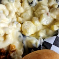 Phat Ass BBQ Smoked Pizza - My husband started eating before I could get a photo. Tri tip sliders. Potato Mac. YUM!