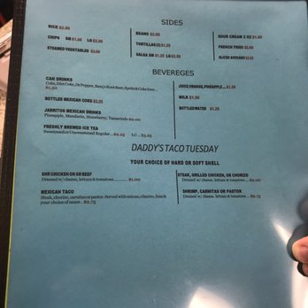 Taco Daddy’s - Menu - Mexican Near Me - Gretna, Louisiana