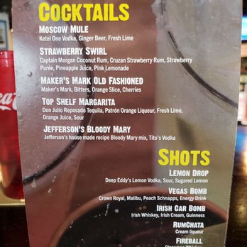 Jefferson's - Drink menu - Burgers Near Me - North Kansas City, Missouri