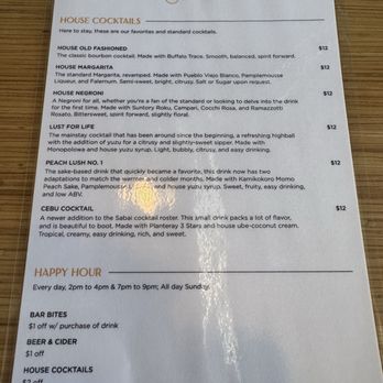 Bar Sabai - House cocktail menu - Cocktail Bars Near Me - Beaverton, Oregon