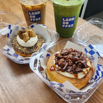Ladd Coffee - Strawberry matcha, vanilla bean latte, pecan cinnamon roll doughnut, and smores doughnut - Coffee & Tea Near Me - West Covina, California Ladd Coffee - Strawberry matcha, vanilla bean latte, pecan cinnamon roll doughnut, and smores doughnut - Coffee & Tea Near Me - West Covina, California