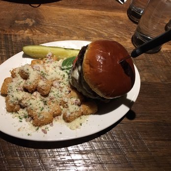 BD4: A Burger Joint - Mushroom Burger with grated Parmesan Tots - Burgers Near Me - Rockford, Illinois