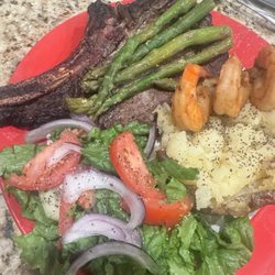 Shay's Flaming Grill - 5 ounce ribeye, steak, baked potato, shrimp, kebabs, and house salad