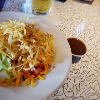 Bubba's 33 - Side salad with balsamic & potatoes strings on top! So gooood. The balsamic was thicker and delicious!! - American Near Me - Peoria, Arizona