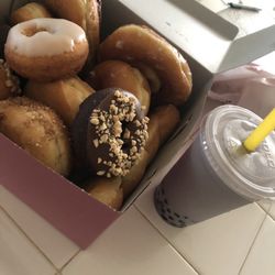 Sunshine Donuts - Assorted Donuts and Taro Boba Tea