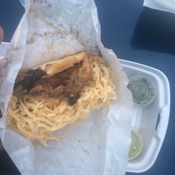Chellas Arepa Kitchen - Pernil Arepa and accompanying sauces - Venezuelan Near Me - Lancaster, Pennsylvania