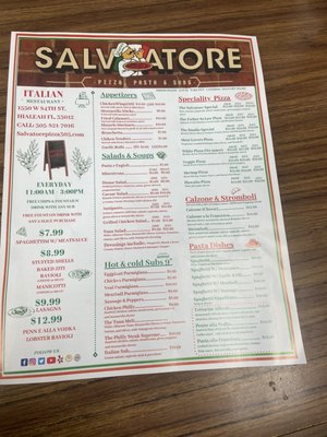 Menu photo 1 Salvatore Pizza Pasta & Subs Hialeah, FL