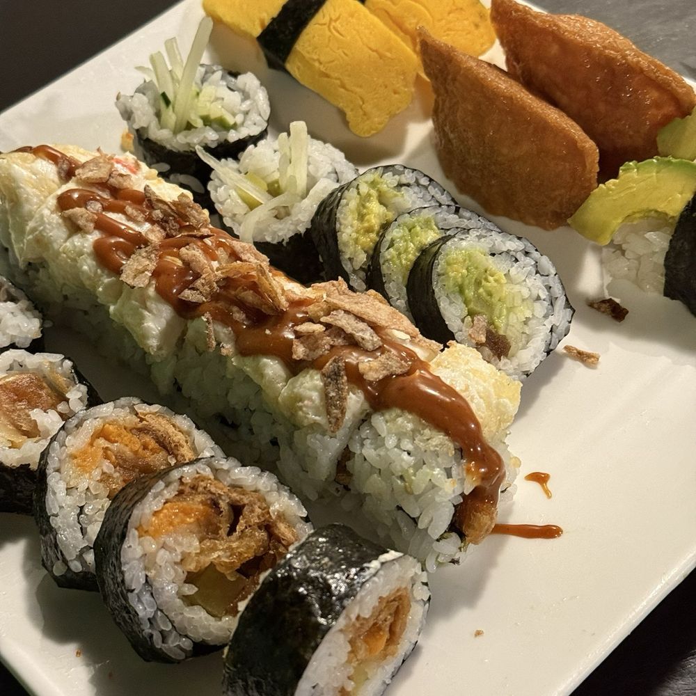 Sushi Ai - lady tofu roll, sweet heat roll, vegetable futo maki roll, egg nigiri, tofu skin nigiri, avocado nigiri - Japanese Near Me - Saint Louis, Missouri Sushi Ai - lady tofu roll, sweet heat roll, vegetable futo maki roll, egg nigiri, tofu skin nigiri, avocado nigiri - Japanese Near Me - Saint Louis, Missouri