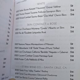 Drink menu Jan 2025