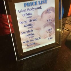 Fragrance Day Spa - Pricing list