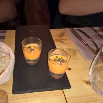 Calamarga - Aperitivo: Salmorejo con jamón - Tapas Bars Near Me - Barcelona, B Calamarga - Aperitivo: Salmorejo con jamón - Tapas Bars Near Me - Barcelona, B