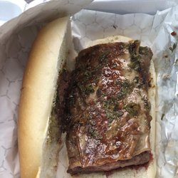 The Artisan Exchange - Skirt steak sandwich from Buenos Aires Empanada Bar with chimmichurri.