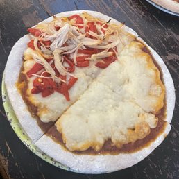 GF dough + Vegan Cheese Half with chicken and bell peppers GF dough + Vegan Cheese Half with chicken and bell peppers