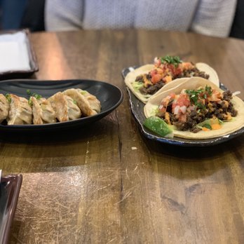 Bul - Kimchi dumplings (left), bulgogi tacos (right) - Korean Near Me - Washington, DC, District of Columbia