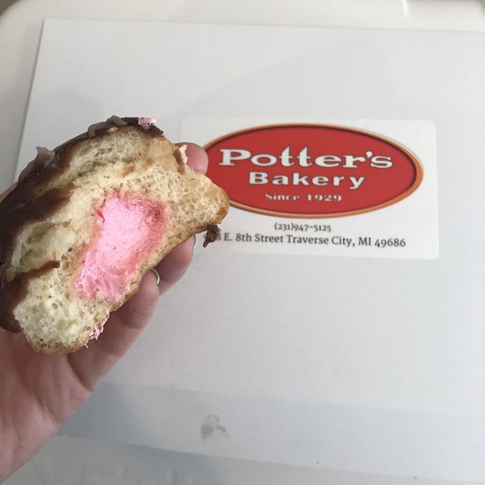 Potter's Bakery - Cherry cream filled long John - Bakeries Near Me - Traverse City, Michigan Potter's Bakery - Cherry cream filled long John - Bakeries Near Me - Traverse City, Michigan