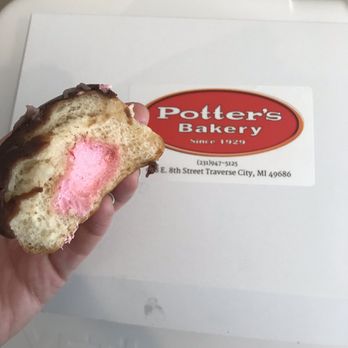 Potter's Bakery - Cherry cream filled long John - Bakeries Near Me - Traverse City, Michigan