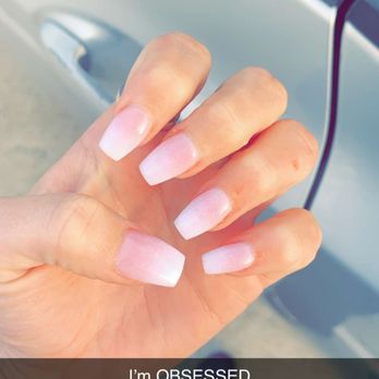 Nail Luxe - Coffin tipped pink & white ombré - Nail Salons Near Me - Rockwall, Texas Nail Luxe - Coffin tipped pink & white ombré - Nail Salons Near Me - Rockwall, Texas