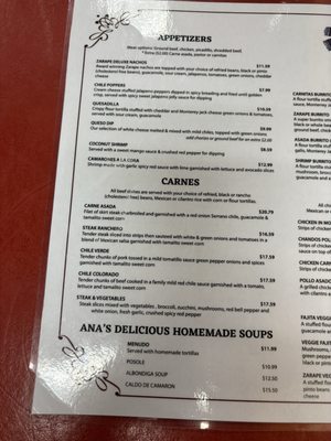 Menu photo 7 Los Zarapes Mexican Restaurant Granite Bay, CA