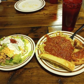 Mr Gatti's Pizza - Custom made chef salad and spaghetti with spicy sauce, garlic bread stick and pepperoni sausage pizza w/ Sweet tea - Pizza Near Me - Baton Rouge, Louisiana Mr Gatti's Pizza - Custom made chef salad and spaghetti with spicy sauce, garlic bread stick and pepperoni sausage pizza w/ Sweet tea - Pizza Near Me - Baton Rouge, Louisiana