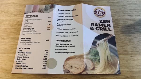 Menu photo 5 Zen Ramen & Grill Hanover Park, IL