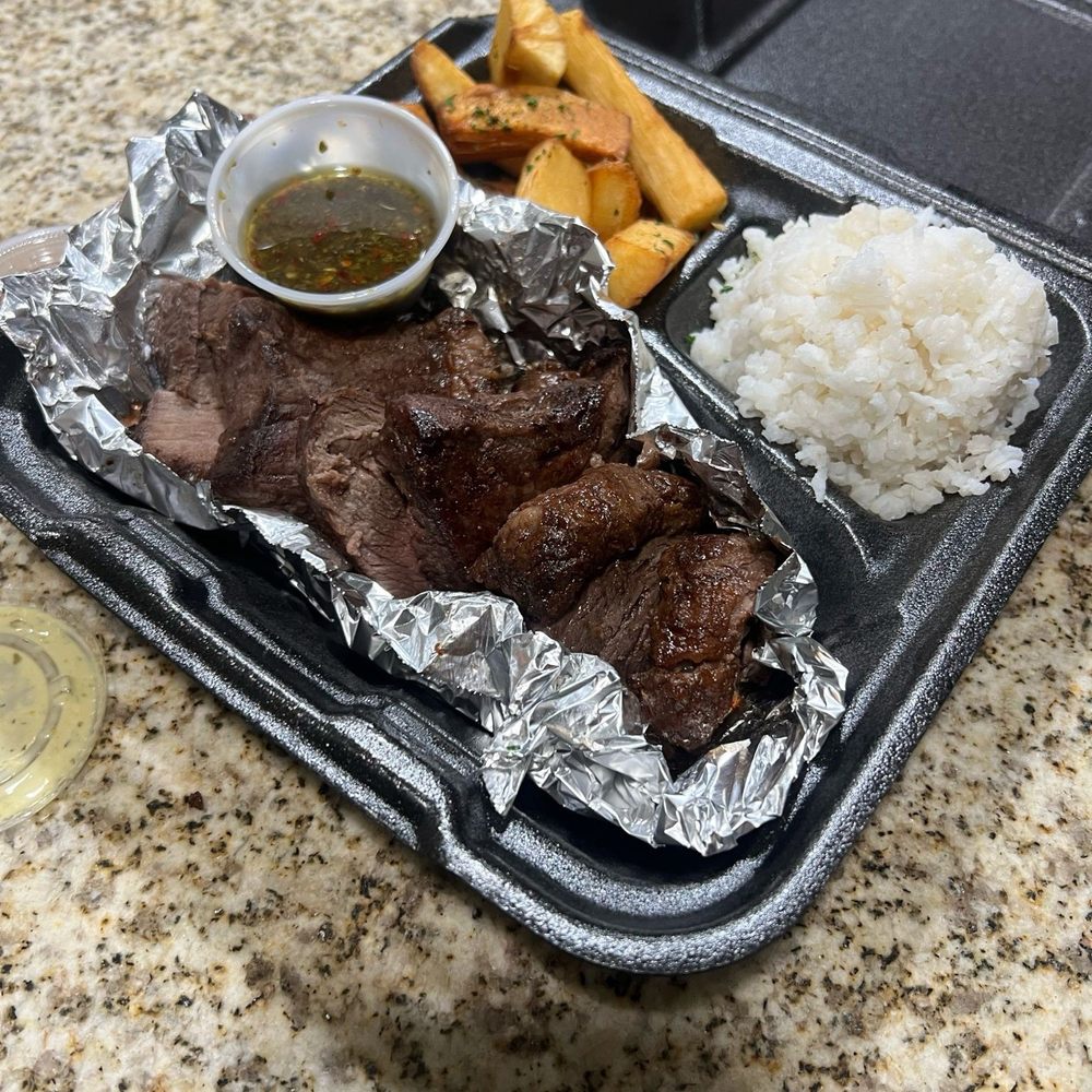 Picanha plate with coconut rice and yuca fries Picanha plate with coconut rice and yuca fries