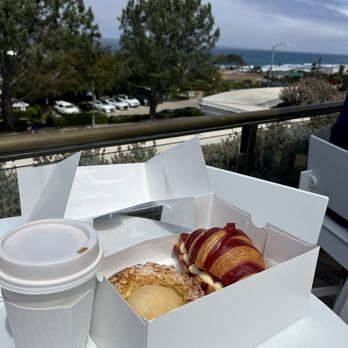Paris En Rose - Latte, pear danish, strawberry and cream croissant. - Cafes Near Me - Del Mar, California Paris En Rose - Latte, pear danish, strawberry and cream croissant. - Cafes Near Me - Del Mar, California
