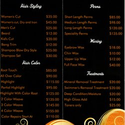 Salon Sunriver - Menu of Services