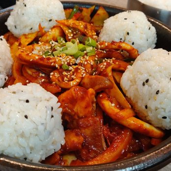 Onggi Korean Cusine - Stir fried spicy squid and pork belly. This is my favorite dish from the restaurant. - Korean Near Me - Burnaby, British Columbia Onggi Korean Cusine - Stir fried spicy squid and pork belly. This is my favorite dish from the restaurant. - Korean Near Me - Burnaby, British Columbia