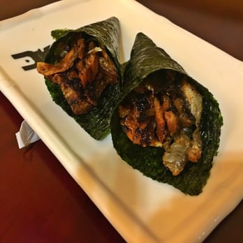 Mika Sushi - Salmon Skin Handrolls (no rice, no sauce, no vegetables)- 2 of the 5 I ordered - Japanese Near Me - Orange, California Mika Sushi - Salmon Skin Handrolls (no rice, no sauce, no vegetables)- 2 of the 5 I ordered - Japanese Near Me - Orange, California