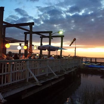 A-J's Dockside Restaurant - Sunset dinner on the dock - Seafood Near Me - Tybee Island, Georgia