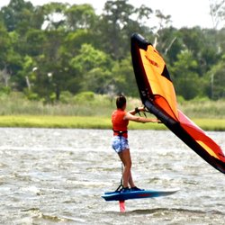 H2 Windsurfing - Wing foiling on the bay.