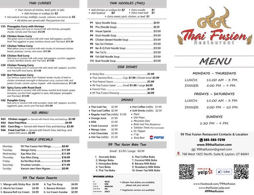 Menu photo 7 99 Thai Fusion Layton, UT Menu photo 7 99 Thai Fusion Layton, UT