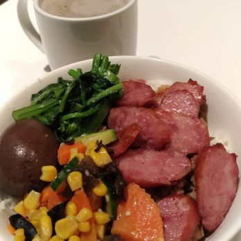 Ten Ren's Tea - Sausage & minced pork rice with egg $7.79. Hot sesame milk tea $5.75-$3.5 - Tea Rooms Near Me - Richmond Hill, Ontario Ten Ren's Tea - Sausage & minced pork rice with egg $7.79. Hot sesame milk tea $5.75-$3.5 - Tea Rooms Near Me - Richmond Hill, Ontario