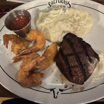 Saltgrass Steak House - Sirloin steak with fried shrimp - American Near Me - Mcallen, Texas
