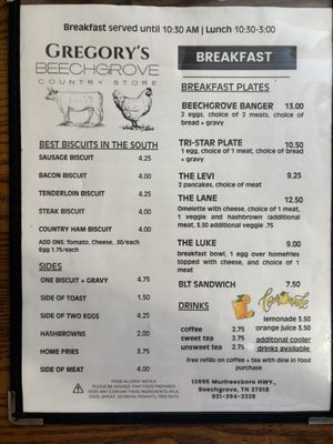 Menu photo 2 Gregorys Beechgrove Country Store Beechgrove, TN Menu photo 2 Gregorys Beechgrove Country Store Beechgrove, TN