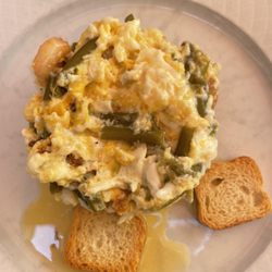 Mesón Las Conchas - Revuelta de gambas y ajetas (scramble eggs with shrimp and garlic chives)