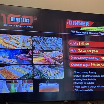 100s Seafood Grill Buffet - Pricing & info - Buffets Near Me - San Diego, California