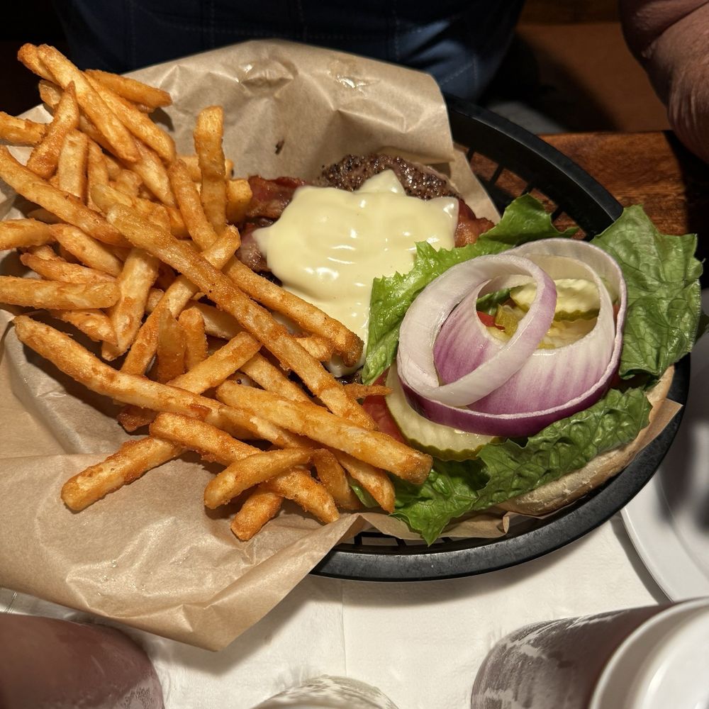 The Great Catch - Huge hamburger with french fries - Seafood Near Me - Lutz, Florida The Great Catch - Huge hamburger with french fries - Seafood Near Me - Lutz, Florida