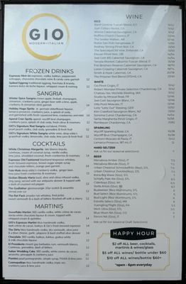 Menu photo 2 GIO Modern Italian Restaurant - Chesterfield Chesterfield, MO Menu photo 2 GIO Modern Italian Restaurant - Chesterfield Chesterfield, MO