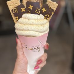 House of Chimney Cakes - Smore Ice Cream cone with LV chocolate accents