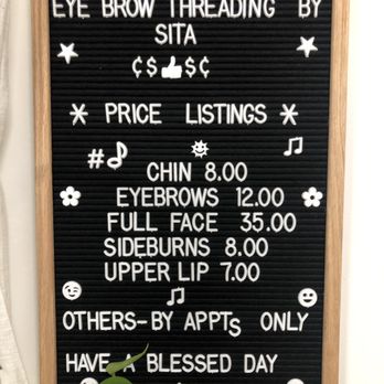 Eyebrow Threading by Sita - Menu - Threading Services Near Me - Fayetteville, North Carolina Eyebrow Threading by Sita - Menu - Threading Services Near Me - Fayetteville, North Carolina
