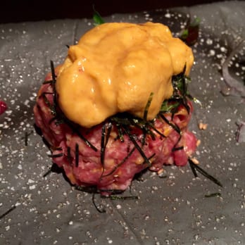 YAZAWA - Uni wagyu tartare with a drizzle of truffle oil - Japanese Near Me - Beverly Hills, California YAZAWA - Uni wagyu tartare with a drizzle of truffle oil - Japanese Near Me - Beverly Hills, California
